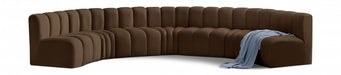 Meridian Furniture - Arc Velvet 7 Piece Sectional in Brown - 103Brown-S7B - GreatFurnitureDeal