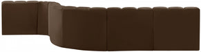 Meridian Furniture - Arc Velvet 7 Piece Sectional in Brown - 103Brown-S7C - GreatFurnitureDeal