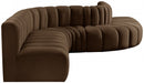 Meridian Furniture - Arc Velvet 7 Piece Sectional in Brown - 103Brown-S7C - GreatFurnitureDeal