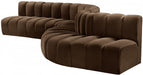 Meridian Furniture - Arc Velvet 7 Piece Sectional in Brown - 103Brown-S7C - GreatFurnitureDeal