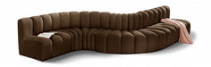 Meridian Furniture - Arc Velvet 7 Piece Sectional in Brown - 103Brown-S7C - GreatFurnitureDeal