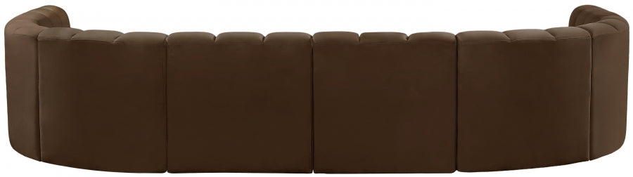 Meridian Furniture - Arc Velvet 8 Piece Sectional in Brown - 103Brown-S8A