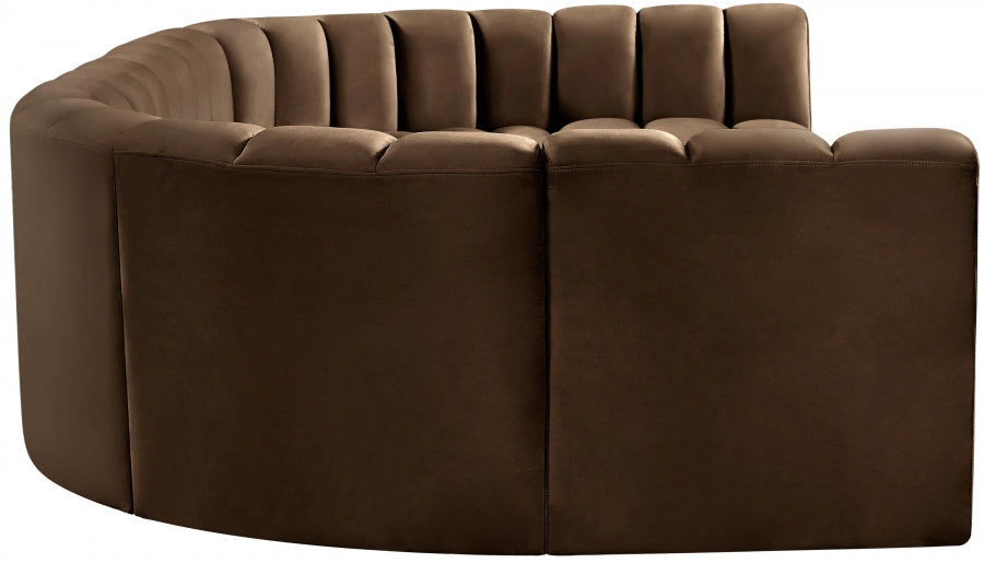 Meridian Furniture - Arc Velvet 8 Piece Sectional in Brown - 103Brown-S8A