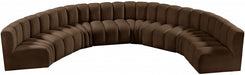 Meridian Furniture - Arc Velvet 8 Piece Sectional in Brown - 103Brown-S8B - GreatFurnitureDeal