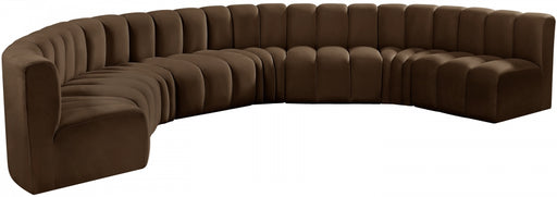 Meridian Furniture - Arc Velvet 8 Piece Sectional in Brown - 103Brown-S8B - GreatFurnitureDeal