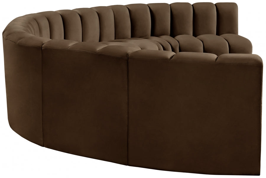 Meridian Furniture - Arc Velvet 8 Piece Sectional in Brown - 103Brown-S8B - GreatFurnitureDeal