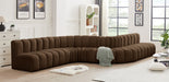 Meridian Furniture - Arc Velvet 8 Piece Sectional in Brown - 103Brown-S8C - GreatFurnitureDeal