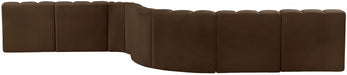 Meridian Furniture - Arc Velvet 8 Piece Sectional in Brown - 103Brown-S8C - GreatFurnitureDeal