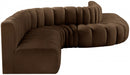 Meridian Furniture - Arc Velvet 8 Piece Sectional in Brown - 103Brown-S8C - GreatFurnitureDeal