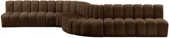 Meridian Furniture - Arc Velvet 8 Piece Sectional in Brown - 103Brown-S8C - GreatFurnitureDeal