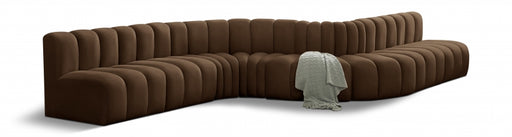 Meridian Furniture - Arc Velvet 8 Piece Sectional in Brown - 103Brown-S8C - GreatFurnitureDeal