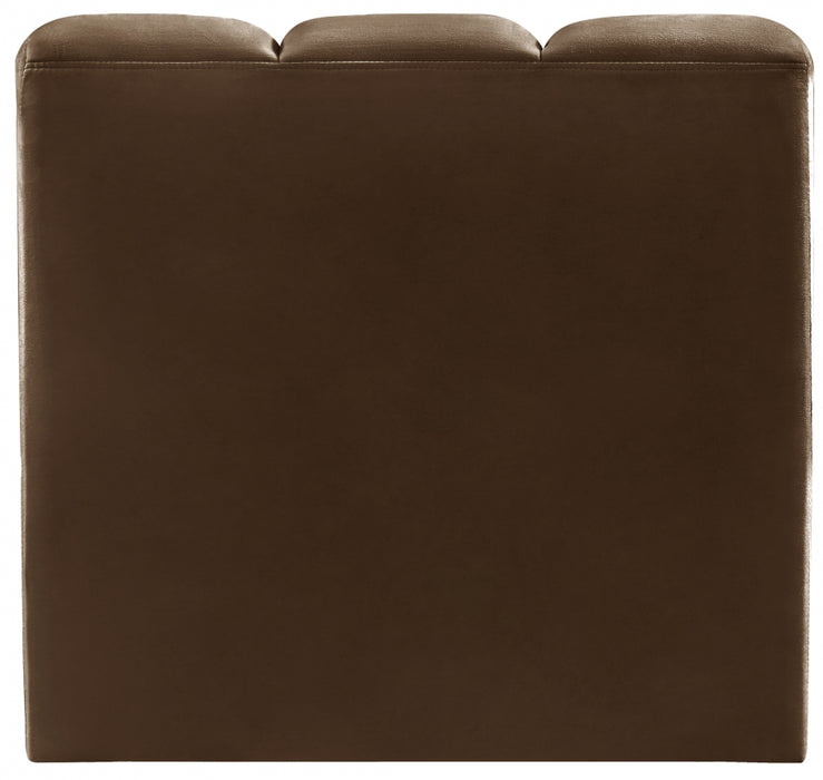 Meridian Furniture - Arc Velvet Modular Chair in Brown - 103Brown-ST - GreatFurnitureDeal