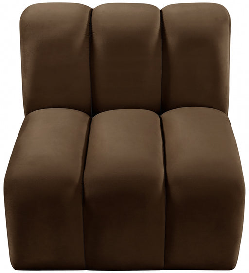 Meridian Furniture - Arc Velvet Modular Chair in Brown - 103Brown-ST - GreatFurnitureDeal
