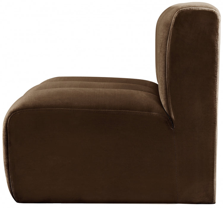 Meridian Furniture - Arc Velvet Modular Chair in Brown - 103Brown-ST - GreatFurnitureDeal