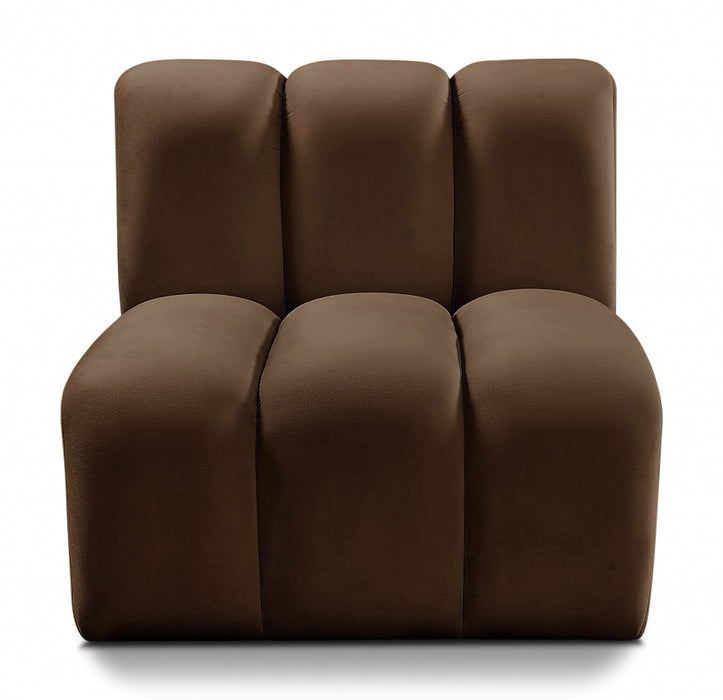 Meridian Furniture - Arc Velvet Modular Chair in Brown - 103Brown-ST - GreatFurnitureDeal