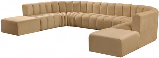 Meridian Furniture - Arc Leather 10 Piece Modular Sectional in Camel - 103Camel-S10A - GreatFurnitureDeal