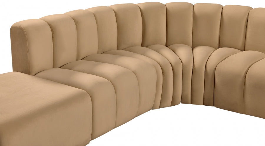 Meridian Furniture - Arc Leather 10 Piece Modular Sectional in Camel - 103Camel-S10A - GreatFurnitureDeal