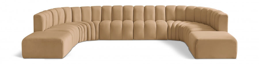 Meridian Furniture - Arc Leather 10 Piece Modular Sectional in Camel - 103Camel-S10A - GreatFurnitureDeal