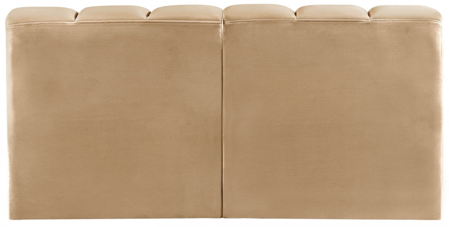 Meridian Furniture - Arc Velvet Modular Sofa in Camel - 103Camel-S2A - GreatFurnitureDeal