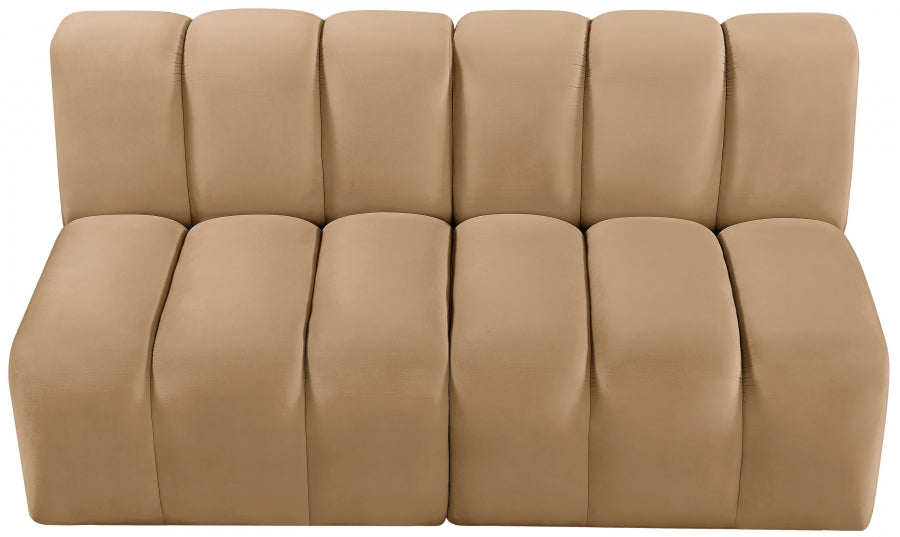 Meridian Furniture - Arc Velvet Modular Sofa in Camel - 103Camel-S2A - GreatFurnitureDeal