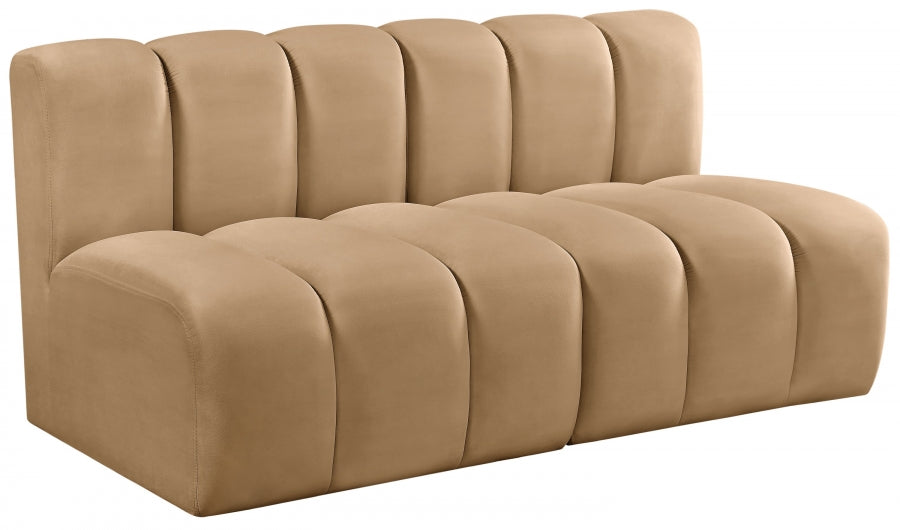 Meridian Furniture - Arc Velvet Modular Sofa in Camel - 103Camel-S2A - GreatFurnitureDeal