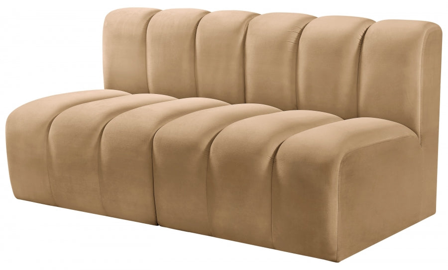 Meridian Furniture - Arc Velvet Modular Sofa in Camel - 103Camel-S2A - GreatFurnitureDeal