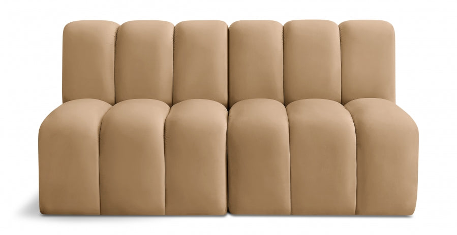 Meridian Furniture - Arc Velvet Modular Sofa in Camel - 103Camel-S2A - GreatFurnitureDeal