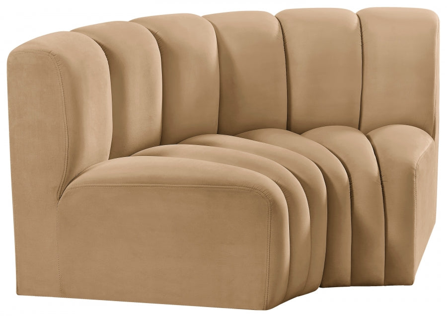 Meridian Furniture - Arc Velvet Modular Sofa in Camel - 103Camel-S2B - GreatFurnitureDeal