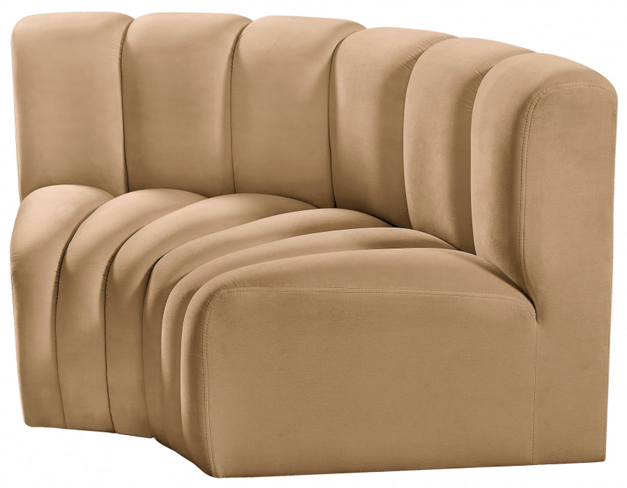 Meridian Furniture - Arc Velvet Modular Sofa in Camel - 103Camel-S2B - GreatFurnitureDeal