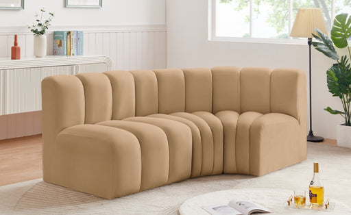 Meridian Furniture - Arc Velvet Modular Sofa in Camel - 103Camel-S3A - GreatFurnitureDeal