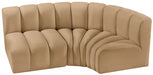 Meridian Furniture - Arc Velvet Modular Sofa in Camel - 103Camel-S3A - GreatFurnitureDeal