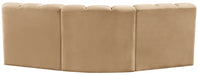 Meridian Furniture - Arc Velvet Modular Sofa in Camel - 103Camel-S3B - GreatFurnitureDeal