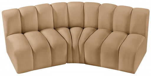 Meridian Furniture - Arc Velvet Modular Sofa in Camel - 103Camel-S3B - GreatFurnitureDeal