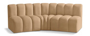 Meridian Furniture - Arc Velvet Modular Sofa in Camel - 103Camel-S3B - GreatFurnitureDeal