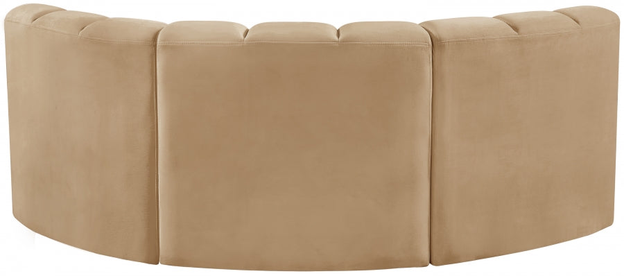 Meridian Furniture - Arc Velvet Modular Sofa in Camel - 103Camel-S3C - GreatFurnitureDeal