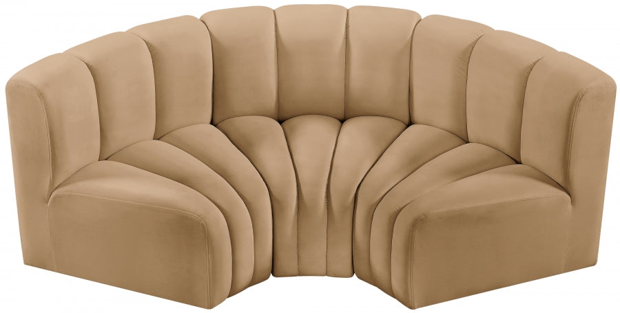 Meridian Furniture - Arc Velvet Modular Sofa in Camel - 103Camel-S3C - GreatFurnitureDeal