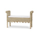 Bramble - Newport Scalloped Bench in Rattan Natural w/ Arctic White Performance Fabric - 28447RNATSF204---- - GreatFurnitureDeal