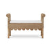 Bramble - Newport Scalloped Bench in Rattan Natural w/ Arctic White Performance Fabric - 28447RNATSF204---- - GreatFurnitureDeal
