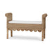 Bramble - Newport Scalloped Bench in Rattan Natural w/ Arctic White Performance Fabric - 28447RNATSF204---- - GreatFurnitureDeal