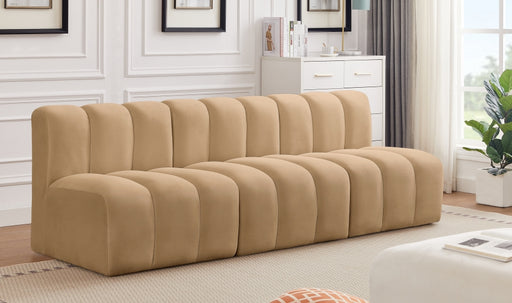 Meridian Furniture - Arc Velvet Modular Sofa in Camel - 103Camel-S3F - GreatFurnitureDeal