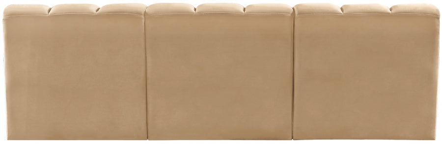 Meridian Furniture - Arc Velvet Modular Sofa in Camel - 103Camel-S3F - GreatFurnitureDeal