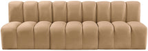 Meridian Furniture - Arc Velvet Modular Sofa in Camel - 103Camel-S3F - GreatFurnitureDeal