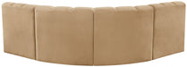 Meridian Furniture - Arc Velvet 4 Piece Sectional in Camel - 103Camel-S4B - GreatFurnitureDeal