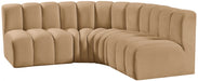 Meridian Furniture - Arc Velvet 4 Piece Sectional in Camel - 103Camel-S4B - GreatFurnitureDeal