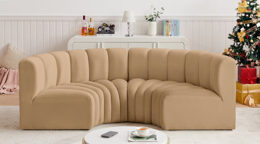 Meridian Furniture - Arc Velvet 4 Piece Sectional in Camel - 103Camel-S4C - GreatFurnitureDeal