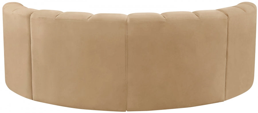 Meridian Furniture - Arc Velvet 4 Piece Sectional in Camel - 103Camel-S4C - GreatFurnitureDeal