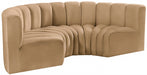 Meridian Furniture - Arc Velvet 4 Piece Sectional in Camel - 103Camel-S4C - GreatFurnitureDeal