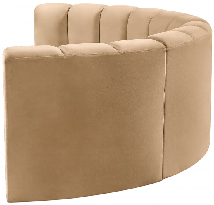 Meridian Furniture - Arc Velvet 4 Piece Sectional in Camel - 103Camel-S4C - GreatFurnitureDeal