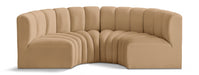 Meridian Furniture - Arc Velvet 4 Piece Sectional in Camel - 103Camel-S4C - GreatFurnitureDeal