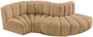 Meridian Furniture - Arc Velvet 4 Piece Sectional in Camel - 103Camel-S4D - GreatFurnitureDeal